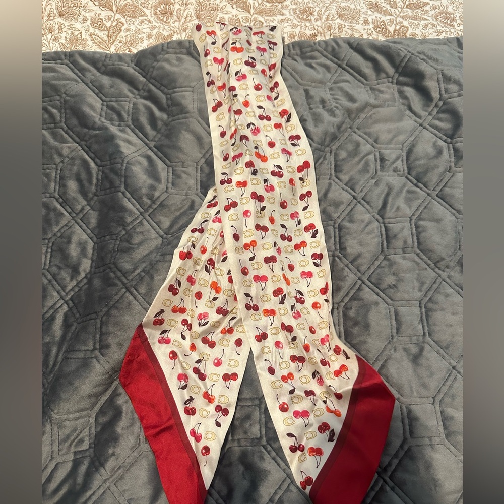 Coach Sculpted C Cherries silk scarf - Picture 2 of 3